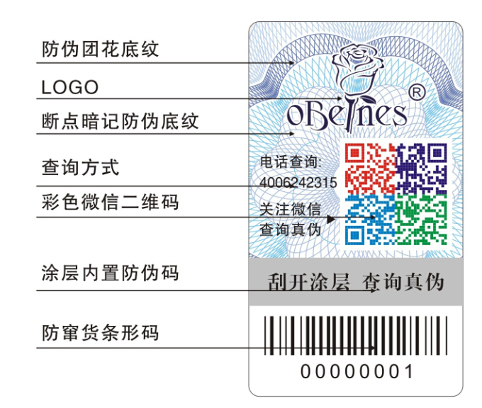 天萃詩化妝品防偽標簽